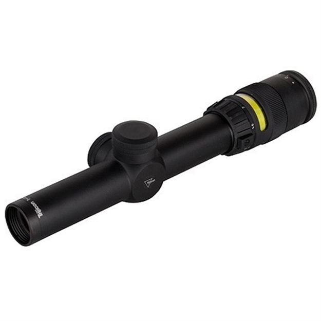 Picture of Trijicon 200052 Accupoint  Black Hardcoat Anodized 1-4X 24Mm 30Mm Tube Illuminated Amber Triangle Post Reticle TR24