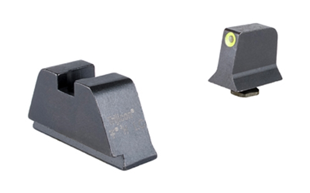 Picture of  Trijicon Gl201c601139 Suppressor/Optic Height Sights  Green/Tritium Yellow Outline Front Sight-Black/Blank Rear Sight Glock 17/17L/19/22 Standard Frame
