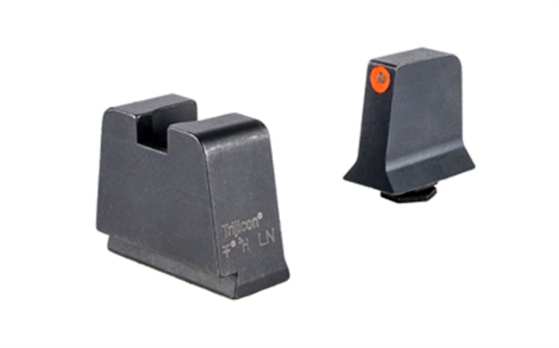 Picture of  Trijicon Gl243c601146 Suppressor/Optic Height Sights  Green/Tritium Orange Outline Front Sight-Black/Blank Rear Sight Glock 42/43/43X Slim Frame 719307620728