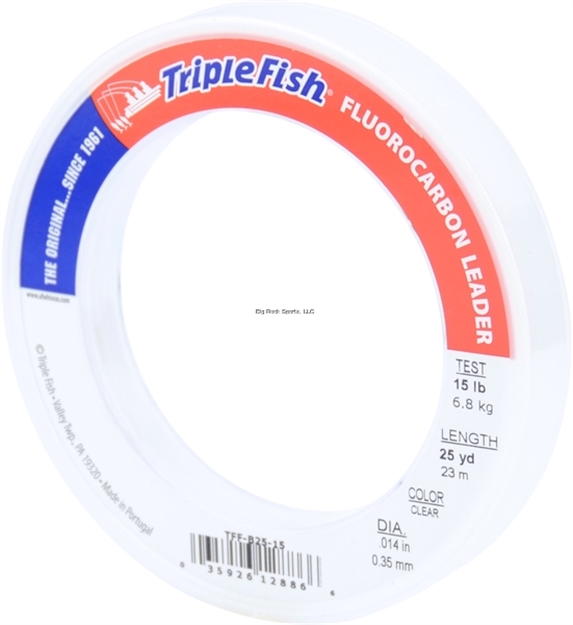 Picture of Triple Fish Fluorocarbon Leader 15 LB (6.8 Kg) Test, 0.014 IN (0.35 Mm) Dia, Clear, 25 YD (23 M)