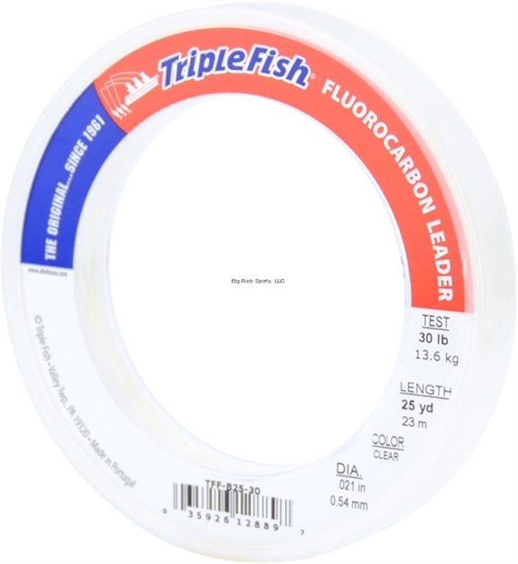 Picture of Triple Fish Fluorocarbon Leader, 30 LB (13.6 Kg) Test, 0.021 IN (0.54 Mm) Dia, Clear, 25 YD (23 M)