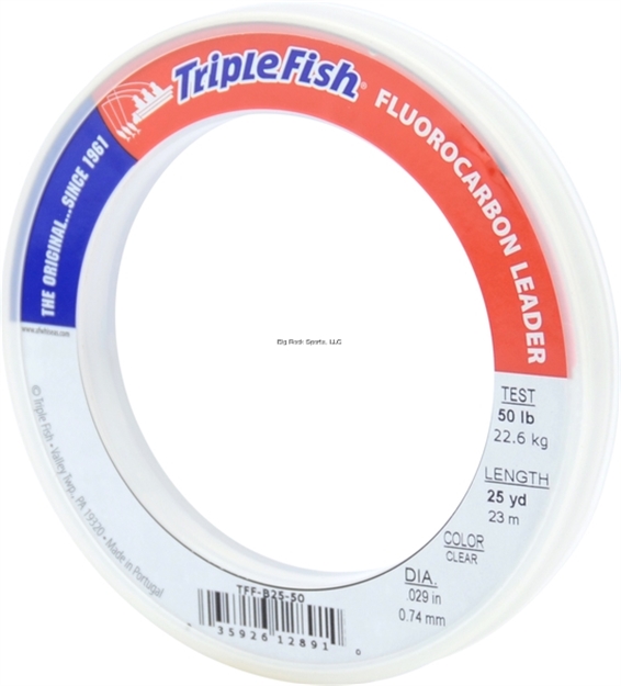 Picture of Triple Fish Fluorocarbon Leader, 50 LB (22.7 Kg) Test, 0.029 IN (0.74 Mm) Dia, Clear, 25 YD (23 M)