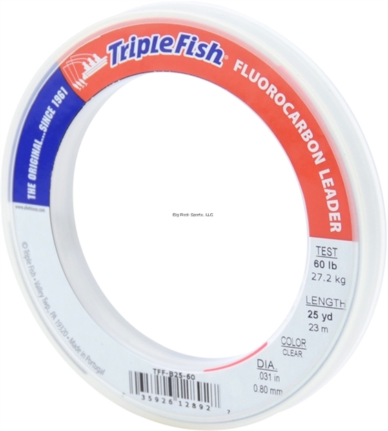 Picture of Triple Fish Fluorocarbon Leader, 60 LB (27.2 Kg) Test, 0.031 IN (0.80 Mm) Dia, Clear, 25 YD (23 M)