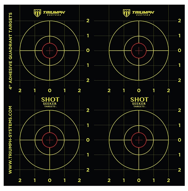 Picture of Triumph Systems 090021002 Shot Seeker Reactive Target Self-Adhesive Paper Black/Yellow 4" Bullseye Includes Pasters 10 Pk. 0900-21-002