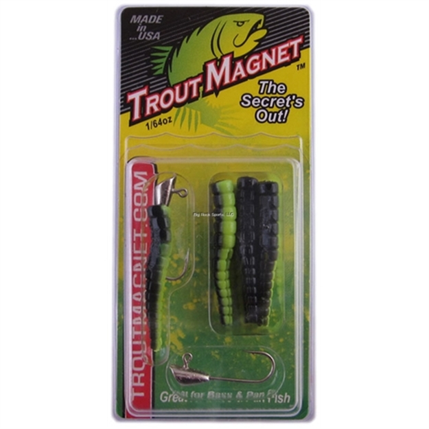 Picture of Leland Lures Trout Magnet 9 Pc. Pack, 1/64 Oz, Black/Green, 7 Bodies And 2-1/64 OZ Size 8 Jigheads