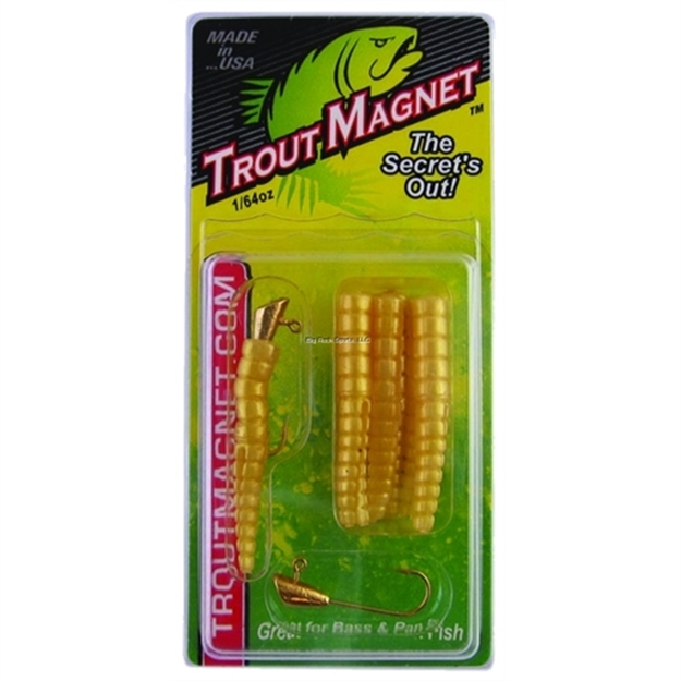 Picture of Leland Lures Trout Magnet 9 Pc. Pack, 1/64 Oz, Meal Worm, 7 Bodies And 2-1/64 OZ Size 8 Jigheads