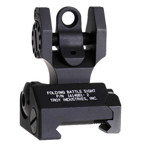 Picture of  Troy Ind Ssigfbsttbt00 Tritium Rear Folding Battlesight Round  Black Hardcoat Anodized Folding For Ar-15 812699011683