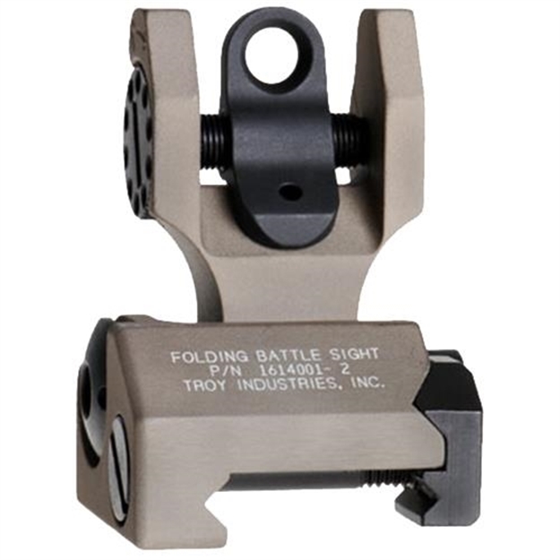 Picture of Troy Ind Fbsttft00 Battlesight Rear Folding Doa Tritium Picatinny Rail Aluminum Flat Dark Earth