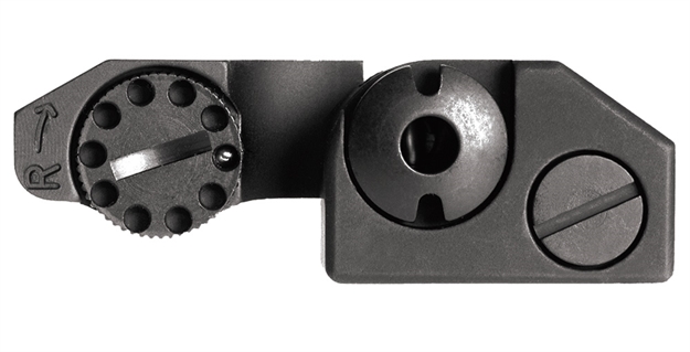 Picture of Troy Ind Ssigfbsrobt00 Rear Folding Battlesight Round  Black Hardcoat Anodized For Ar-15 SSIG-FBS-R0BT-00 812699010709
