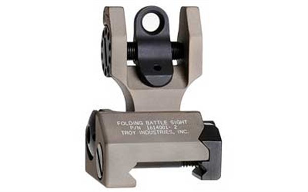 Picture of Troy Ind Ssigfbsroft00 Rear Folding Battlesight Round  Flat Dark Earth Folding For Ar-15 SSIG-FBS-R0FT-00 812699010716