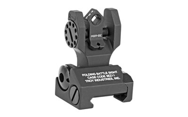 Picture of  Troy Ind Ssigfbsttbt00 Tritium Rear Folding Battlesight Round  Black Hardcoat Anodized Folding For Ar-15