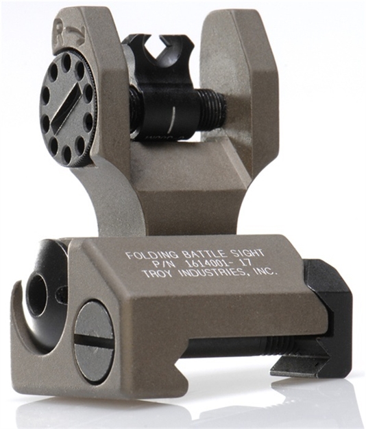 Picture of Troy Ind Ssigdoarfft00 Rear Folding Battlesight Dioptic  Flat Dark Earth Folding For Ar-15 SSIG-DOA-RFFT-OO