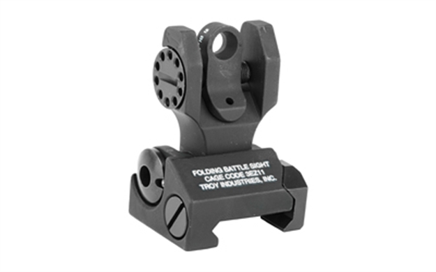 Picture of Troy Ind Ssigfbsrtbt00 Tritium Rear Folding Battlesight Round  Black Hardcoat Anodized For Ar-15 SSIG-FBS-RTBT-00 812699011034