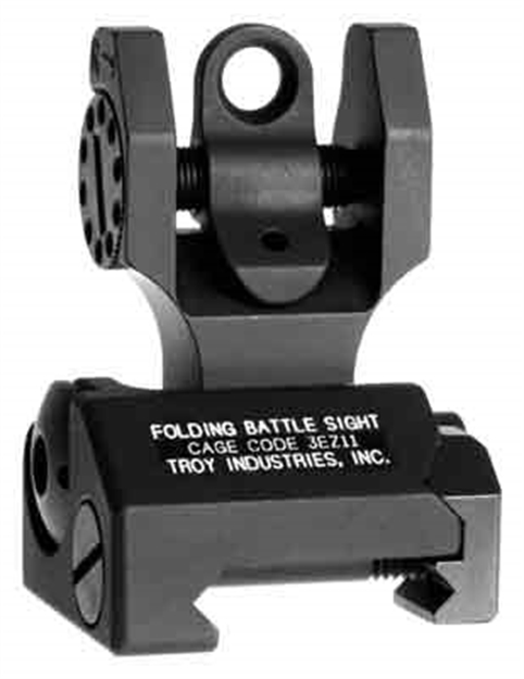 Picture of Troy Ind Ssigfbsrobt00 Rear Folding Battlesight Round  Black Hardcoat Anodized For Ar-15 SSIG-FBS-R0BT-00