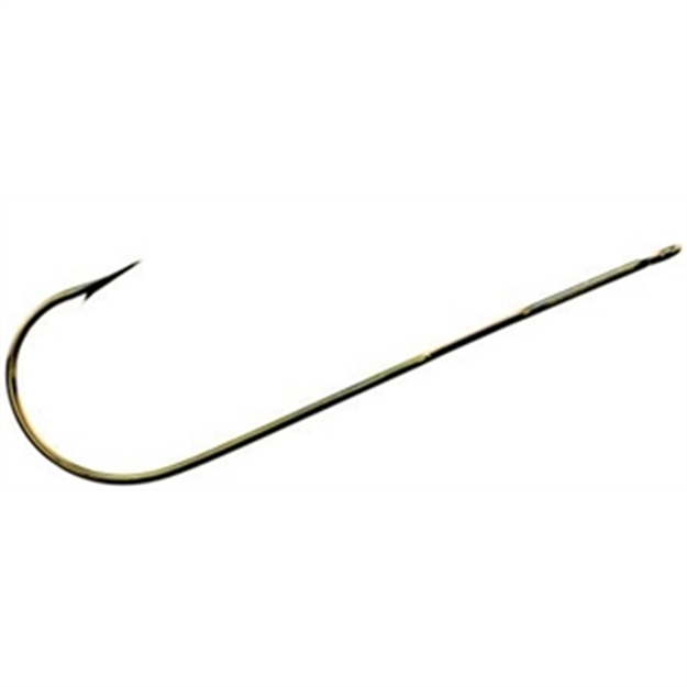 Picture of Mr. Crappie Cam-Action Hook, Size 2, Needle Point, Light Wire, Aberdeen, Straight Eye, Gold, 18 Per Big Count Bag