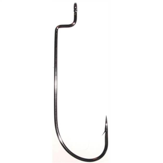 Picture of Daiichi Offset Worm Hook, Size 2/0, Needle Point, Light Wire, Ringed Eye, Black Nickel, 7 Per Pack