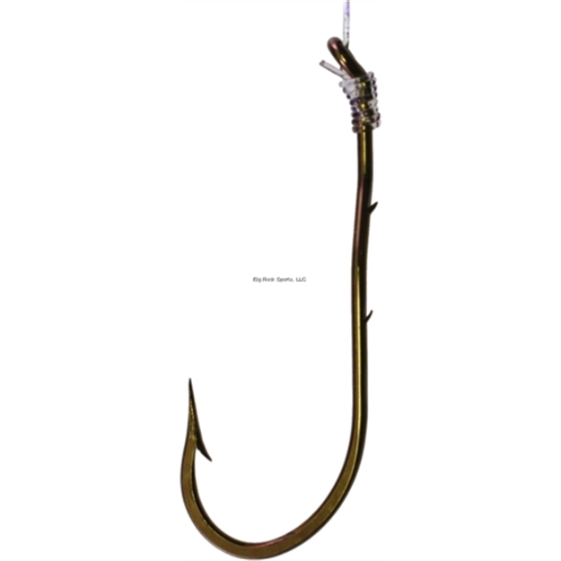 Picture of Tru-Turn Snelled Hook, Size 10, Forged/Spear Point, 2 Sliced Shank, Down Eye, Bronze, 5Per Pack