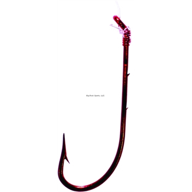 Picture of Tru-Turn Snelled Hook, Size 10, Spear Point, Non-Offset, Baitholder, Down Eye, Blood Red, 5 Per Pack