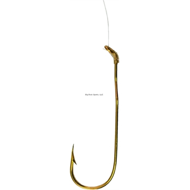 Picture of Tru-Turn Snelled Hook, Size 8, Aberdeen, Down Eye, 24Kt Gold, 5 Per Pack