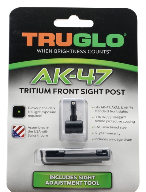 Picture of  Truglo Tg231ak1 Tritium Rifle Front Sight  Black-Green With White Outline  For Ak-47, Akm, Ak-74 788130026274
