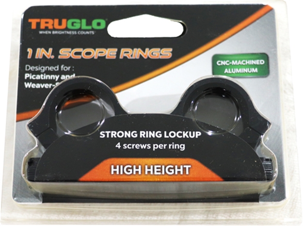 Picture of Truglo Rings 1" High Matte Picatinny/Weaver W/4 Screws TG8961B2 788130028155