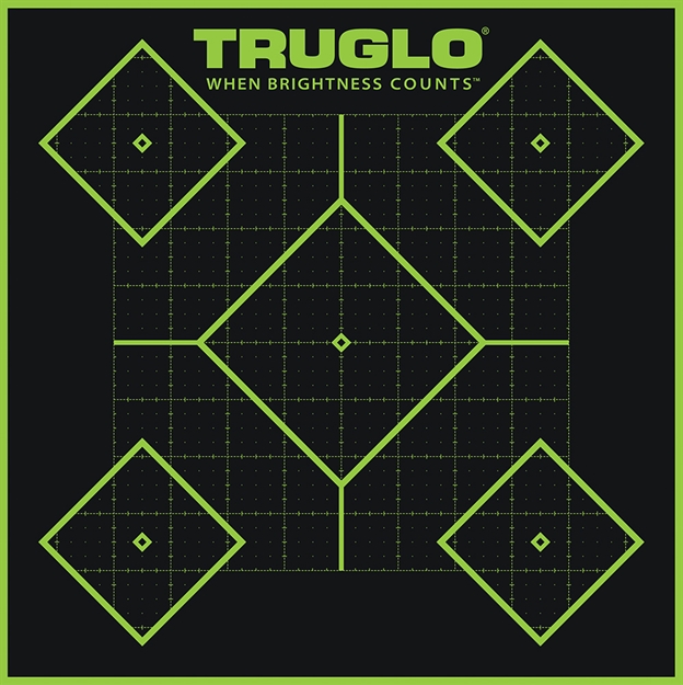 Picture of  Truglo Tg14a12 Tru-See 5- Diamond Target Self-Adhesive Heavy Paper Black/Green 12"X12" 12 Pack