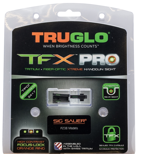 Picture of  Truglo Tg13sg3pc Tfx Pro  Black | Green Tritium & Fiber Optic Orange Outline Front Sight Green Tritium & Fiber Optic Rear Sight 788130026038