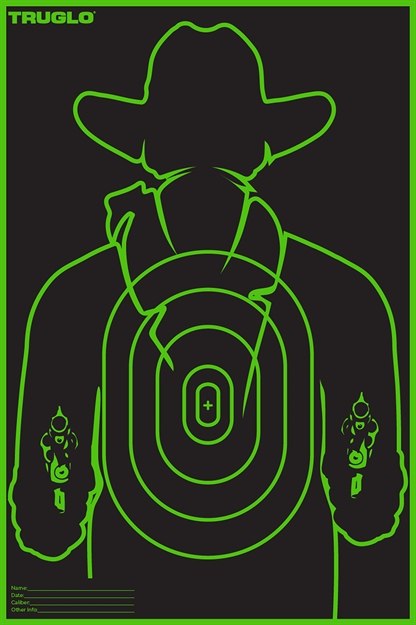 Picture of Truglo Tg16a6 Tru-See Gunslinger Target Self-Adhesive Heavy Paper Black/Green 12"X18" Cowboy 6 Pack TG-TG16A6 888151038468