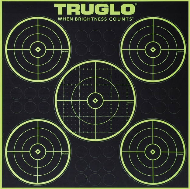 Picture of  Truglo Tg11a6 Tru-See 5-Bull Target Self-Adhesive Heavy Paper Black/Green 12"X12" 6 Pack