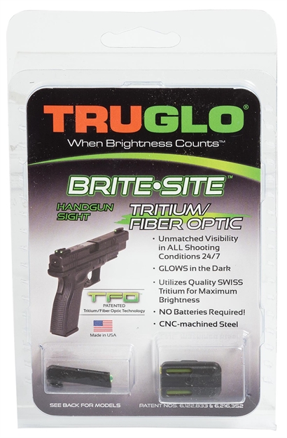 Picture of  Truglo Tg131gt1b Tfo  Green/Tritium/Fiber Optic Front Sight-Yellow/Tritium/Fiber Optic Rear Sight Glock 42/43 788130019658