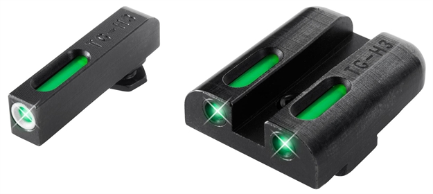 Picture of  Truglo Tg13gl1a Tfx  Low Green/White Outline Fiber Optic/Tritium Front/Green Fiber Optic/Tritium Rear/Black Nitride Fortress Frame, Compatible W/Most Glock Except Mos, Front Post/Rear Dovetail Mount 788130018392