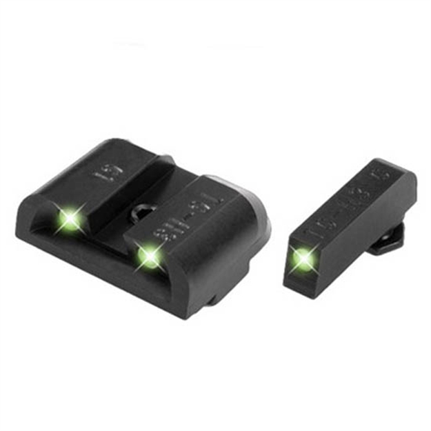 Picture of  Truglo Tg231g1w Tritium Pro  Low, White Outline Tritium Front/Green Tritium Rear/Black Nitride Fortress Frame, Compatible W/Most Glock Except Mos, Front Post/Rear Dovetail Mount