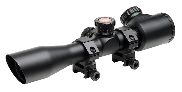 Picture of Truglo Tru-Brite Xtreme Compact Tactical Riflescope, Illuminated Dual Color, 4X32mm, Red/Green Multi-X, Black, 1" Tube, W/Rings TG8504TL