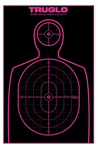 Picture of  Truglo Tg13a12bb Tru-See Handgun Target Self-Adhesive Heavy Paper Black/Pink 12"X18" Silhouette 12 Pack