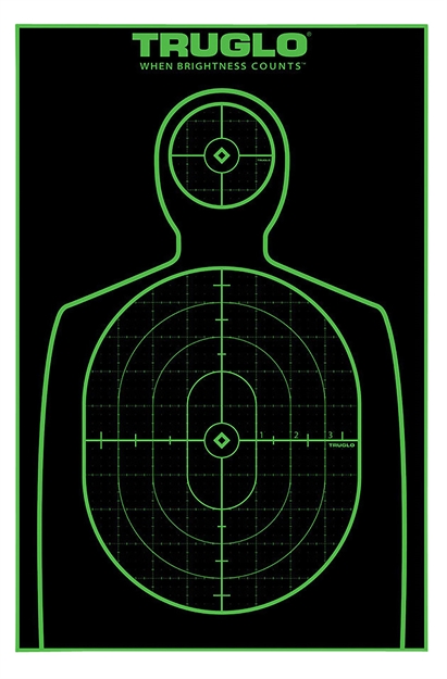 Picture of Truglo Tg13a25 Tru-See Handgun Target Self-Adhesive Heavy Paper Black/Green 12"X18" Silhouette 25 Pack TG-TG13A25