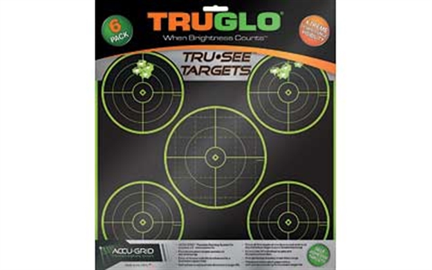Picture of  Truglo Tg11a6 Tru-See Splatter Target Black/Green Self-Adhesive Heavy Paper Universal Yes Impact Enhancement Nuclear Green 6 Pack Includes Pasters 788130017968