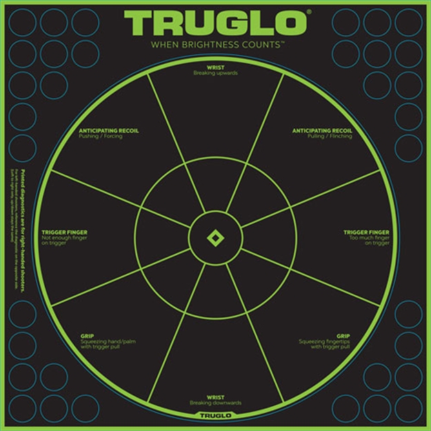 Picture of  Truglo Tg15a6 Tru-See Handgun Diagnostic Self-Adhesive Heavy Paper Black/Green 12"X12" Bullseye 6 Pack 788130025277