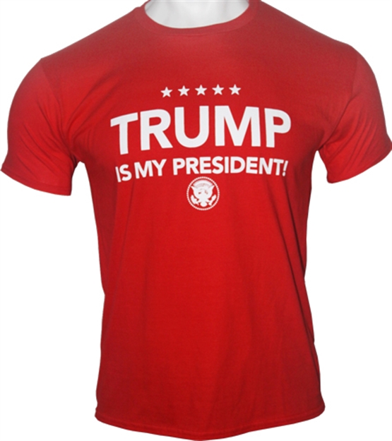 Picture of Trump  Men's T-Shirt  IS MY President Large Red