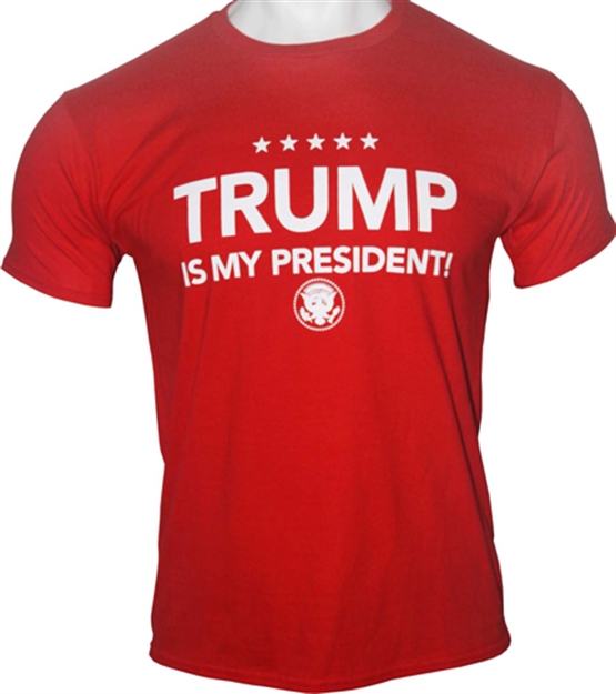 Picture of Trump  Men's T-Shirt  IS MY President Small Red