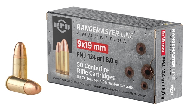 Picture of  Ppu Pprm9 Rangemaster  9Mm Luger 124 GR Full Metal Jacket (Fmj) 50 Per Box/ 20 CS