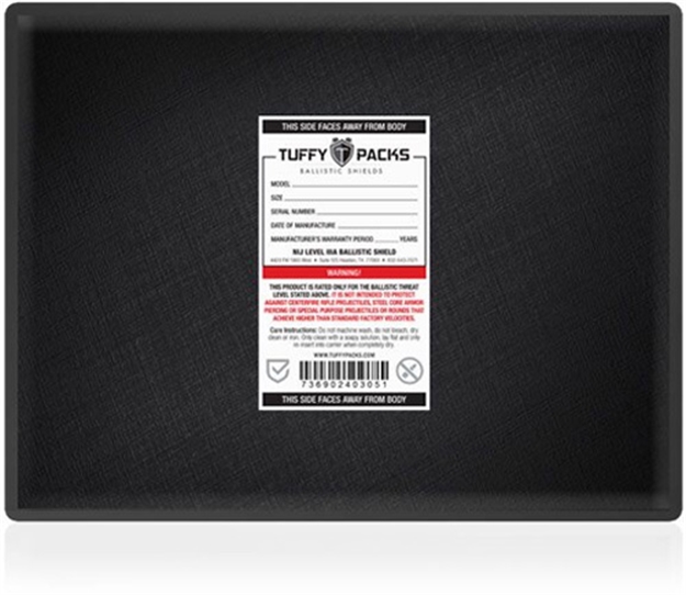 Picture of Tuffy Packs Ballistic Shield Backpack Insert 11"X14" Rectan