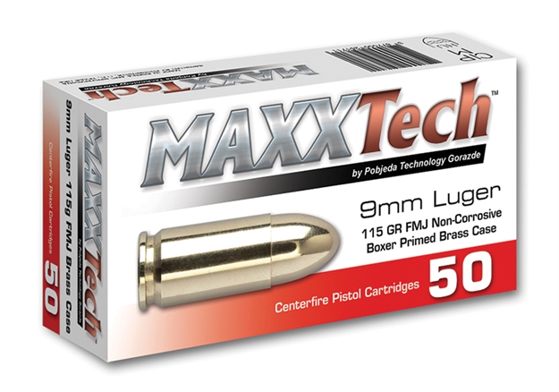 Picture of Tulammo Maxxtech 9Mm Brass 115Gr Fmj 50Rd 1000Cs