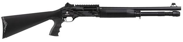 Picture of  Typhoon Defense Mpx0501 Quake Mpx 12 Gauge 3" 5+1 18.50", Black With Gray Hexacote Rec, Synthetic Furniture With Fixed Pistol Grip Stock, Ghost Ring Sights & Optics Rail, Ext. Chokes 713012050979