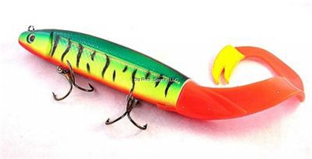 Picture of Tyrant Jerkbait, 14", 8 Oz, 2 - 4/0 Wide Gap Trebles, Firetiger W/Replacable Tail