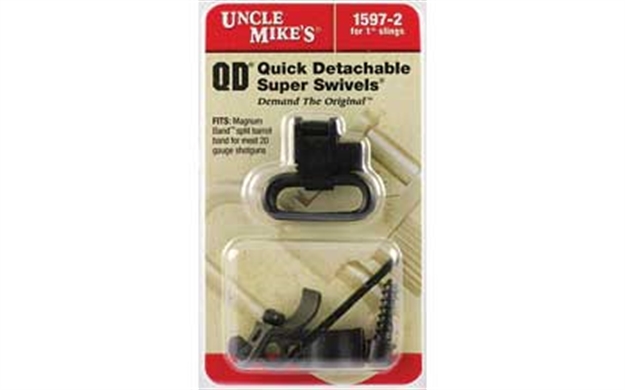 Picture of  Uncle Mike's 15972 Magnum Band Swivel Set Blued Steel, 1" Loop Size, Quick Detach 115 Sg-4 Style For Some 20 Gauge Shotguns