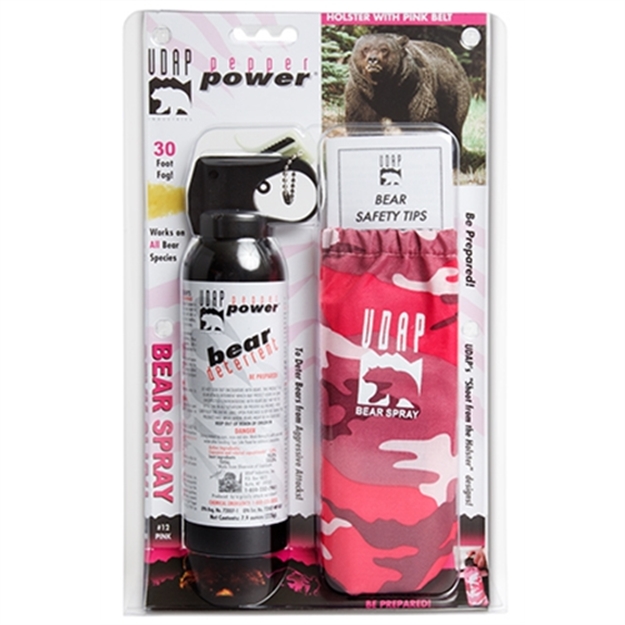 Picture of Udap Industries Inc Premium Bear Spray W/Pink Camo Holster & Belt, 30 FT Fog, 7.9Oz 225G