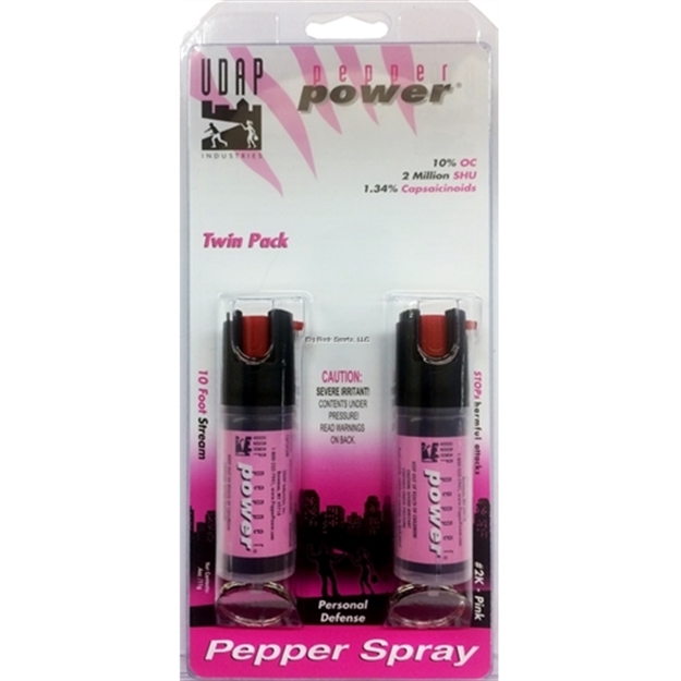 Picture of Udap Industries Inc Pink Key Chain Pepper Spray (Stream), 10 FT Ballistic Spray, 2 Pack, .4 Oz, 11G