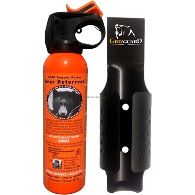 Picture of Udap Industries Inc Safety Orange Bear Spray W/Plastic Griz Guard Holster, 30 FT Fog, 2% Mc, 7.9 Oz, 225 G