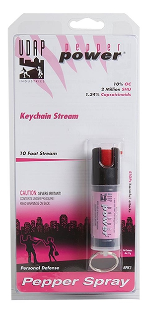 Picture of Udap Industries Inc Pink Keychain Pepper Spray (Stream), 10 FT Ballistic Spray, .4Oz, 11G