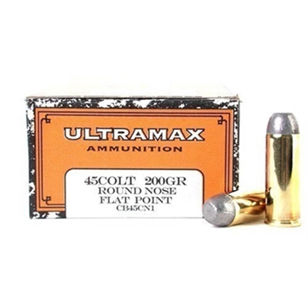 Picture of Ultramax Cowboy Pistol Ammo 45 Lc, Rnfp, 200 Gr, 700 Fps, 50 Rnd, Boxed